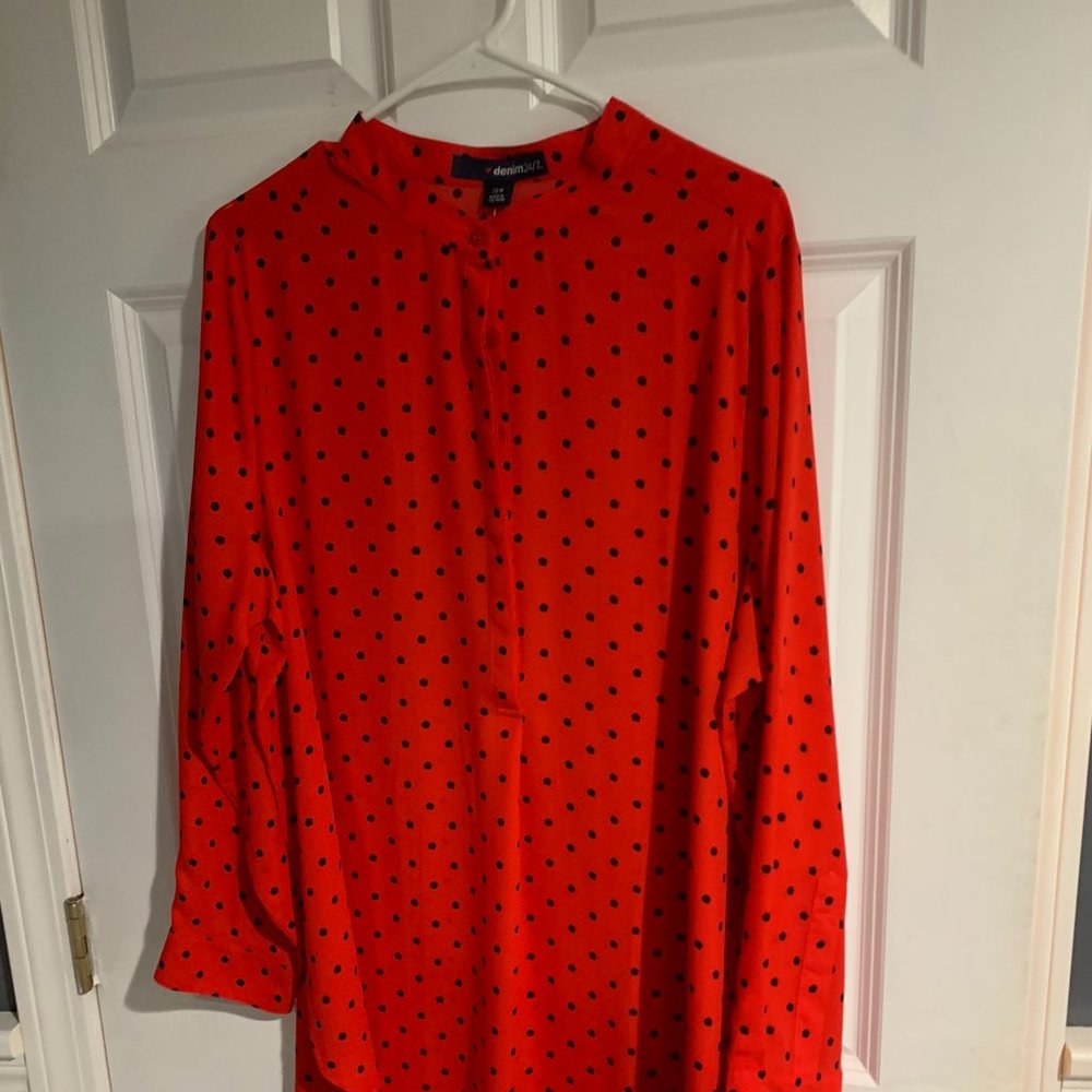 Red and black pocket dress top